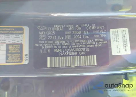 2025 Hyundai Elantra Se z USA, uszkodzony, nr VIN KMHLL4DG8SU032818